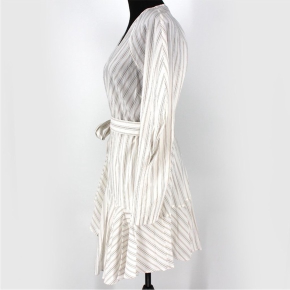 NWOT A.L.C. Enzo Striped Cotton-Blend Poplin Mini Wrap Dress Size 6 - Picture 13 of 16